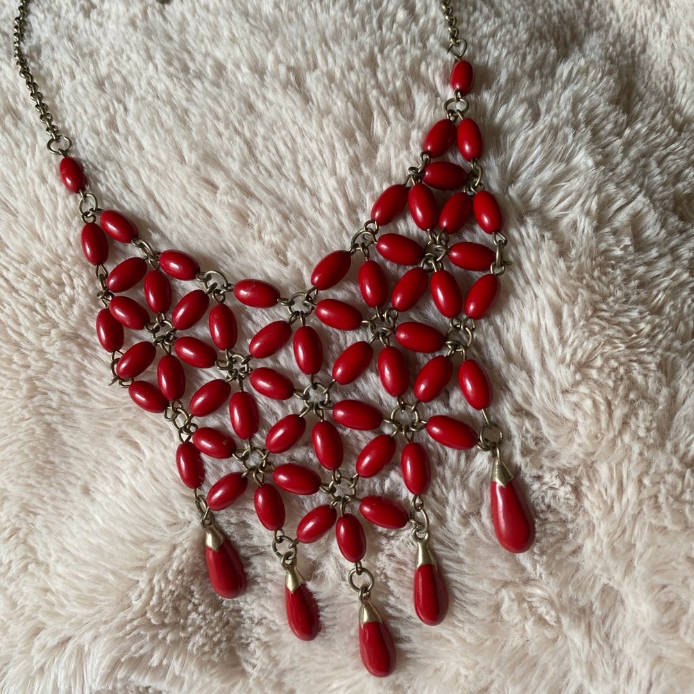 Red statement necklace